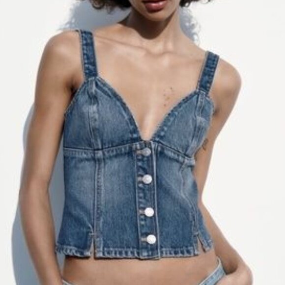 Zara Tops - NWT Zara Denim Tank Top XS